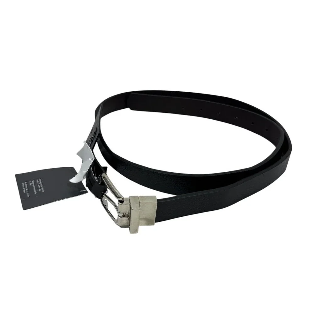 Minicci Women’s Size Large XL Black Dark Brown Reversible Faux Leather Belt New